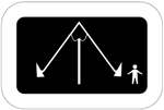Rocking swing. The icon shows a swing shaped like the letter A, mounted on a central vertical pole. There is a figure of a child to the right of the swing. Dark background.
