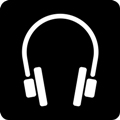 Audio guides. The icon shows a pair of earphones against a dark background.