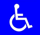 An accessible WC is marked with an ISA symbol. The icon shows a person sitting in a wheelchair against a blue background.