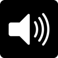 Listen. The icon shows a speaker with three curved lines depicting sound waves against a dark background.