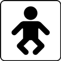 Child care room. The icon shows a baby with a white nappy, viewed from the front, against a white background.