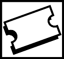 Ticket sales. The icon shows a rectangular ticket with black edges, against a white background.
