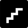 Staircase. The icon shows five steps forming a staircase viewed from the side, against a dark background.