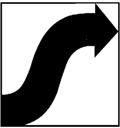 Plain language logo. The icon shows a black, S-shaped arrow, against a white background.