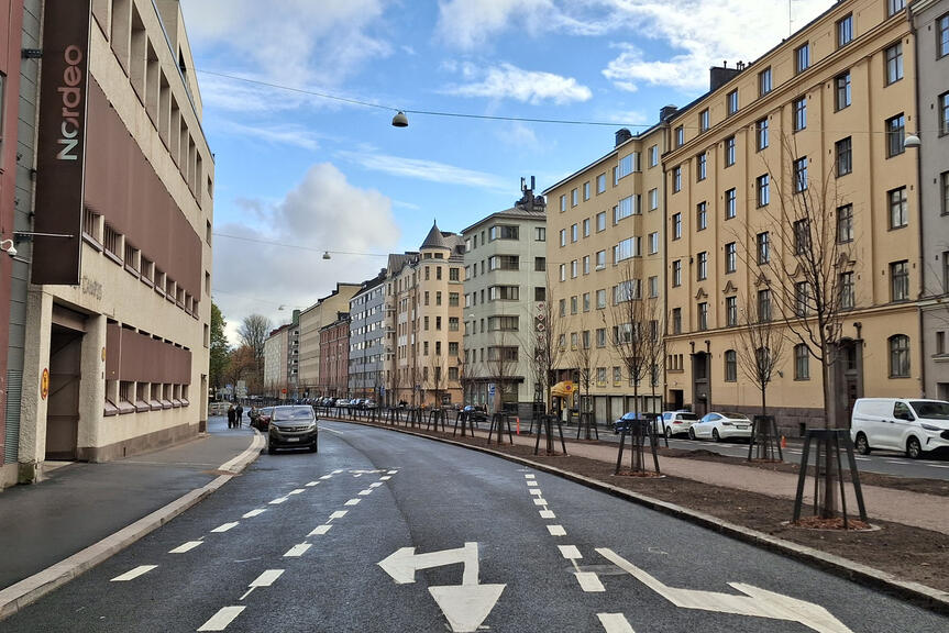 Näkymä valmiilta kadulta.