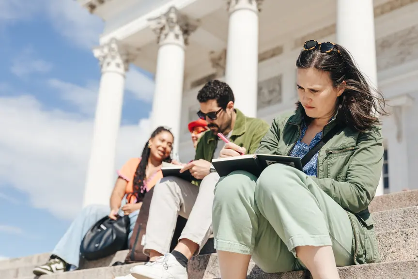 Sitting on Helsinki Cathedral steps