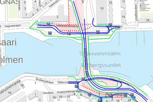 Kartta uusista liikennejärjestelyistä