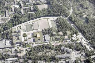 Havainnekuva Jakomäen keskustan suunnitelmasta. 