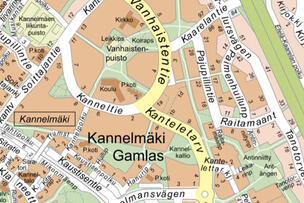Kartta Kannelmäen alueesta.