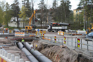 Näkymä Näyttelijäntien työmaalta Pohjois-Haagasta.