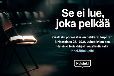 Se ei lue joka pelkää -lukupiirin mainos.