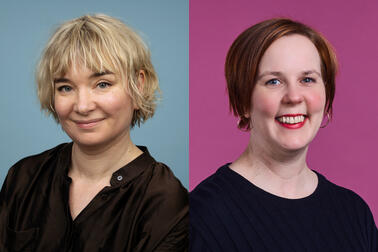 Lähikuva Lotta Muurisen ja Salla Tammen hymyilevistä kasvoista.