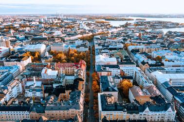 Aerial photo of Helsinki.