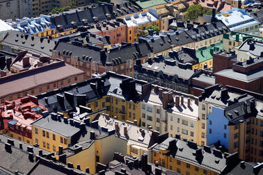 Ilmakuva Helsingin keskustan taloista