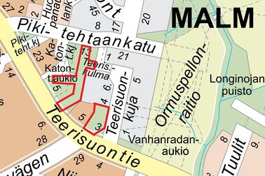 Kartta, johon on merkitty keväällä 2025 tehtävien töiden alue.