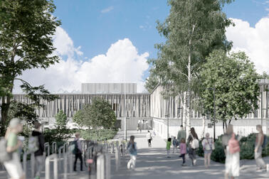 Havainnekuva uudesta koulusta.