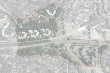 Ilmakuva lähiöstä.