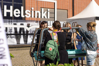 A group of people outside