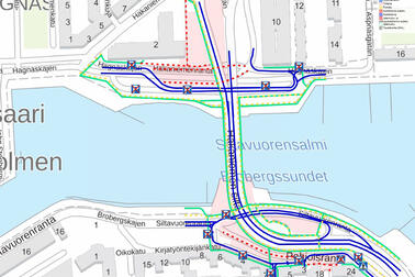 Kartta uusista liikennejärjestelyistä