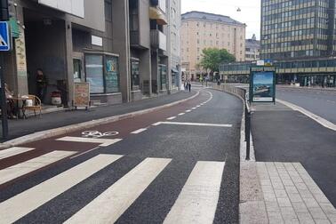 Uusi pyörätie Hämeentiellä.