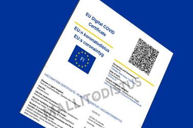 EU-koronatodistuksen malli.