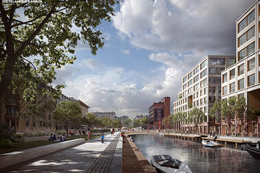 Hietalahderannan ideasuunnitelma. Suunnitteluryhmä: Schauman & Nordgren Arkkitehdit, MASU Planning ja WSP.