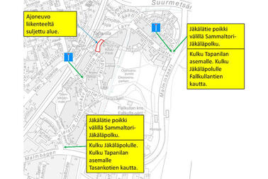 Karttakuva katutöistä Jäkälätiellä 