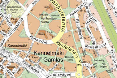 Kartta Kannelmäen alueesta.