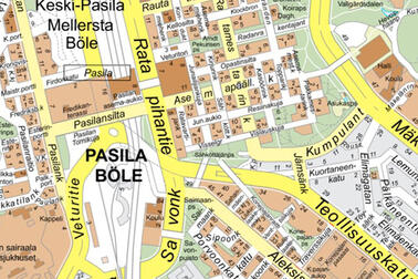 Kartta Keski-Pasilasta