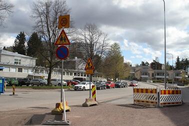 Näyttelijäntien työmaa heinäkuussa 2020. 