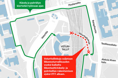 Opaskartta reiteistä.