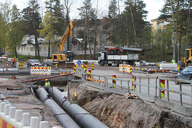 Näkymä Näyttelijäntien työmaalta Pohjois-Haagasta.