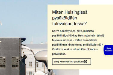 Kuvakkaappaus uudistuneesta Pysäköinti -sivustosta.