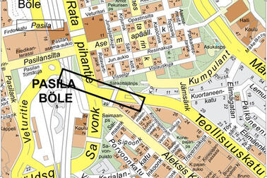 Karttakuva Teollisuuskadun tunnelin sijainnista.