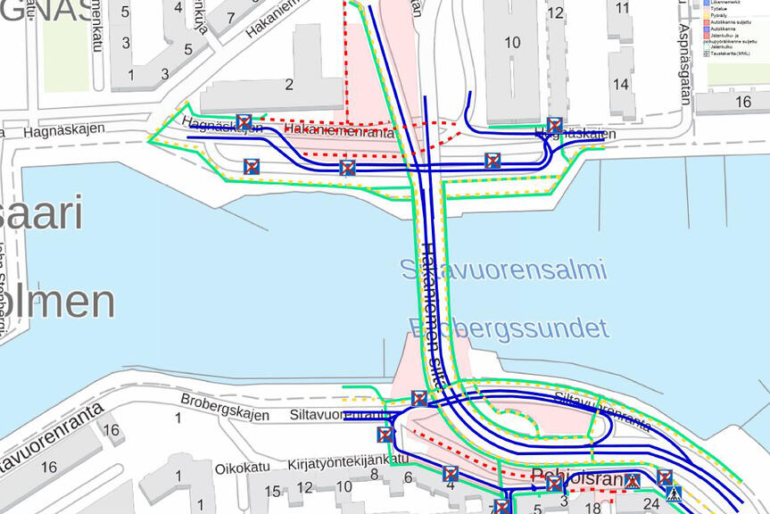 Kartta uusista liikennejärjestelyistä Kartta uusista liikennejärjestelyistä