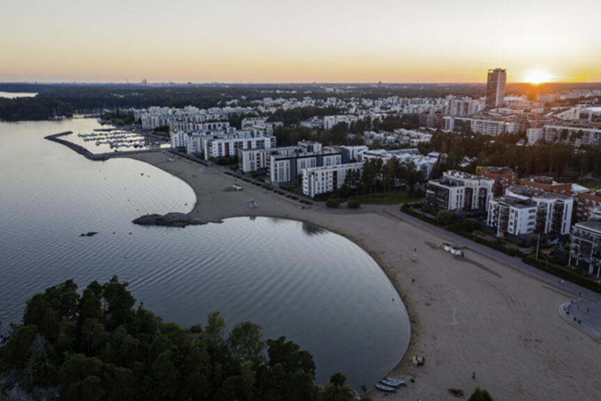 Ilmakuva Aurinkolahden rannasta Ilmakuva Aurinkolahden rannasta
