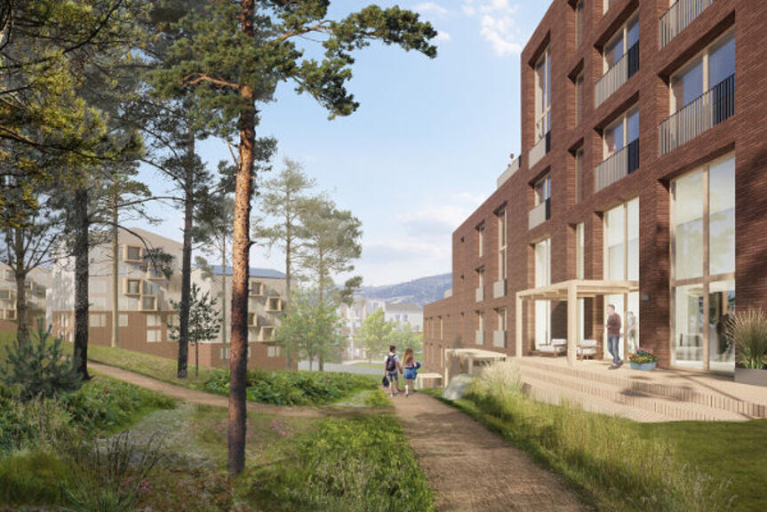 Havainnekuva kilpailuehdotuksesta ”Kylämäki. Havainnekuva kilpailuehdotuksesta ”Kylämäki.