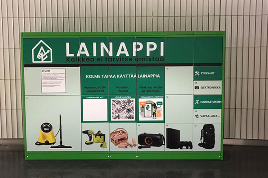 Lainappi-lokerikko Hakaniemen asemalla. Lainappi-lokerikko Hakaniemen asemalla.