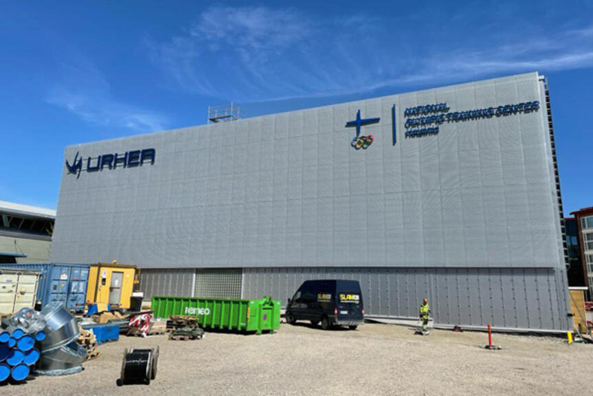Helsingin olympiavalmennuskeskuksen ulkokuva. Helsingin olympiavalmennuskeskuksen ulkokuva.