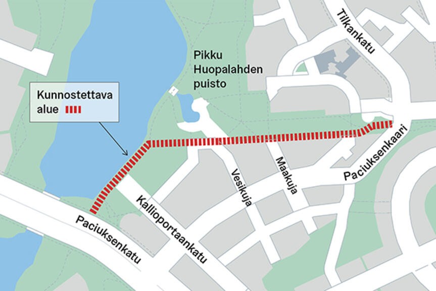 Kunnostettava alue kartalla Kunnostettava alue kartalla