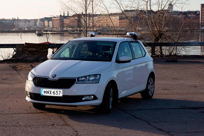 Kuva pysäköinninvalvonnan kamera-autosta. Kuva pysäköinninvalvonnan kamera-autosta.