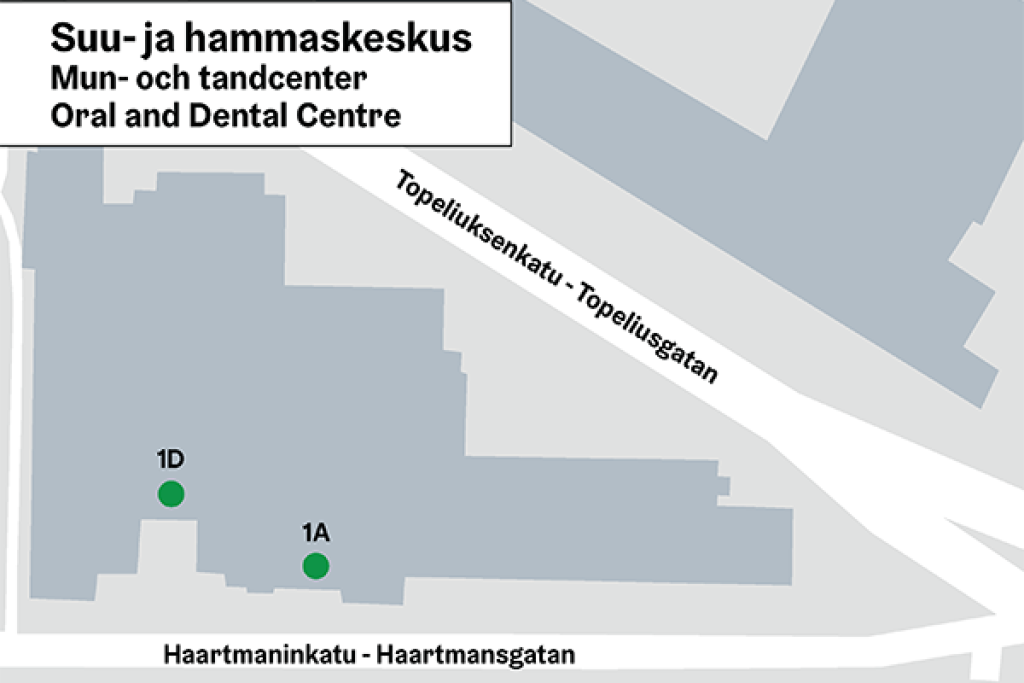 Suu- ja hammaskeskuksen kartta.