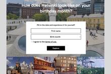 Kuvakollaasi Helsingin virtuaalisesta postikortti-sivustosta.