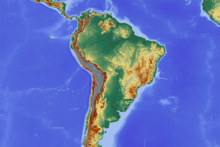 Etelä-Amerikan kartta.