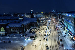 Helsingin rautatieaseman seutua.