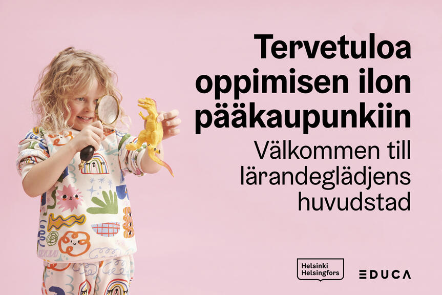 Kuvituskuvassa lapsi suurennuslasin kanssa.