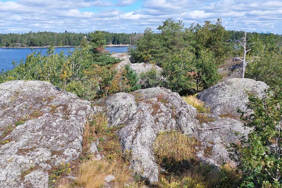 Kalliota Huomenlahjan saarella.