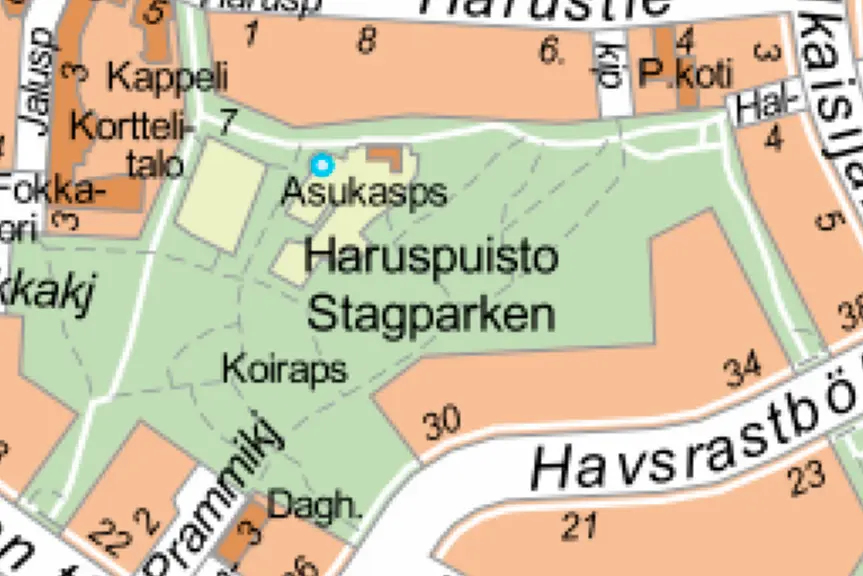 Karttakuva Haruspuistosta.