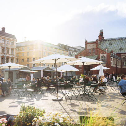Hietalahdentorin kesäterassi.