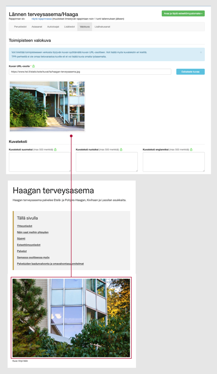 Kuvakaappaus toimipisteen valokuvasta.